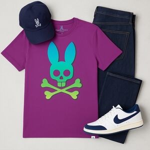 Psycho Bunny “Lowca” Graphic Tee Mulberry Purple Size 4 Small